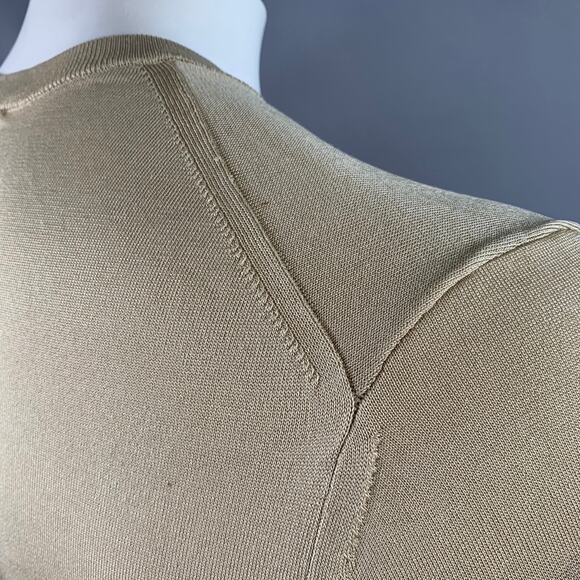 SANDRO Size L Beige Knit Acetate Blend Crew Neck T-shirt - Picture 4 of 7